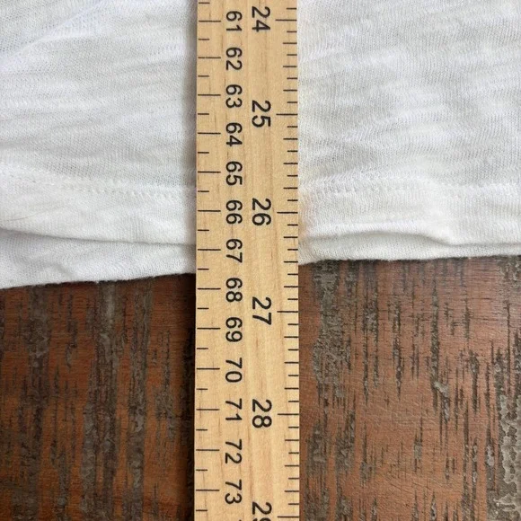 Caslon Coastal Boho XL White Beaded Scoop Neck Short Sleeve Burnout Cotton Tee - Picture 5 of 10